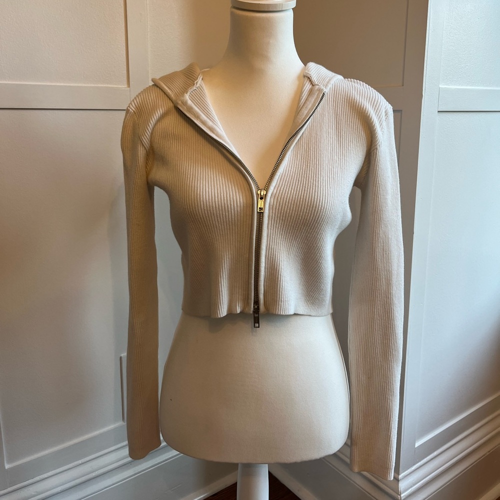 brandy melville white zip up